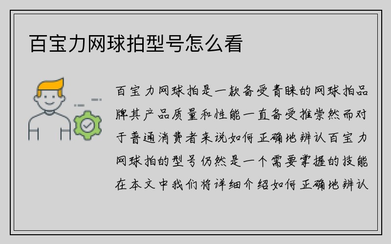 百宝力网球拍型号怎么看