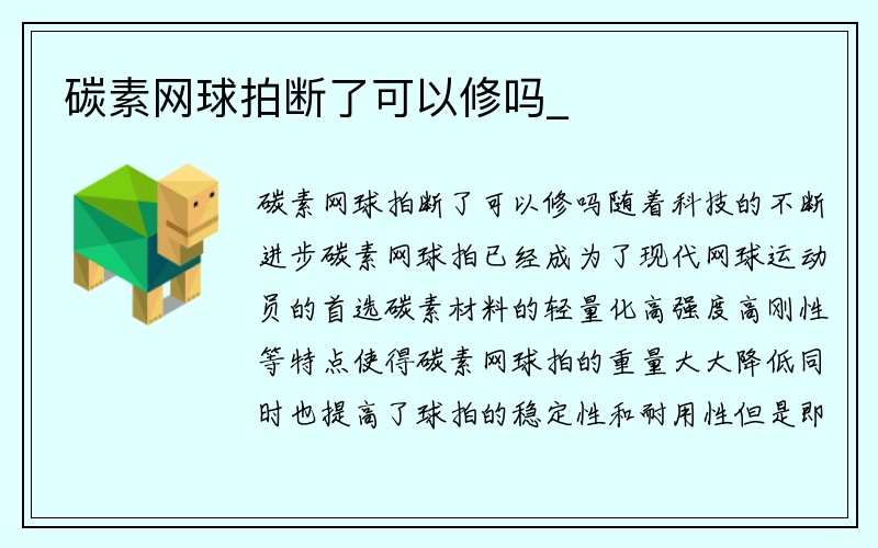 碳素网球拍断了可以修吗_